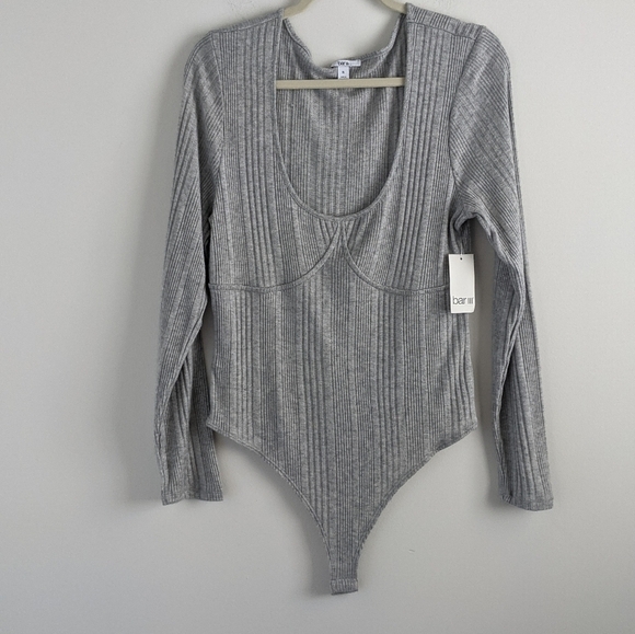 NWT bar III scoop neck sweater bodysuit grey - Picture 5 of 16